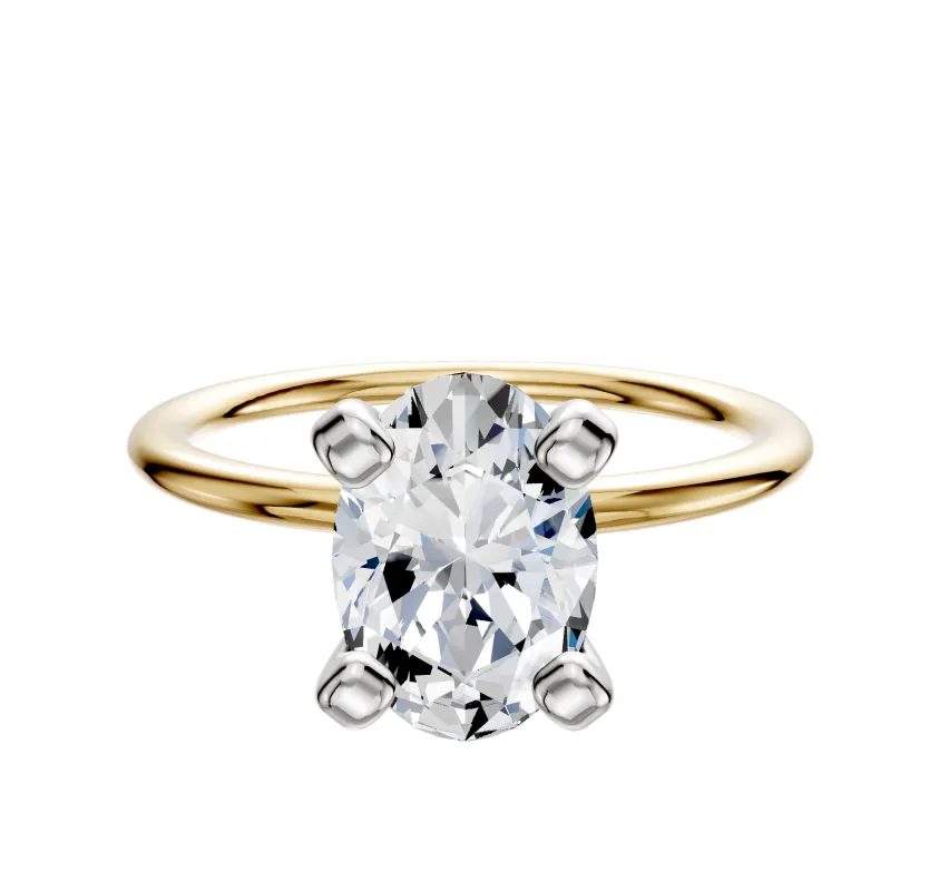 14K Two Tone 4 Prong Classic Dome 1.5mm Engagement Ring sold by Promise By Effy