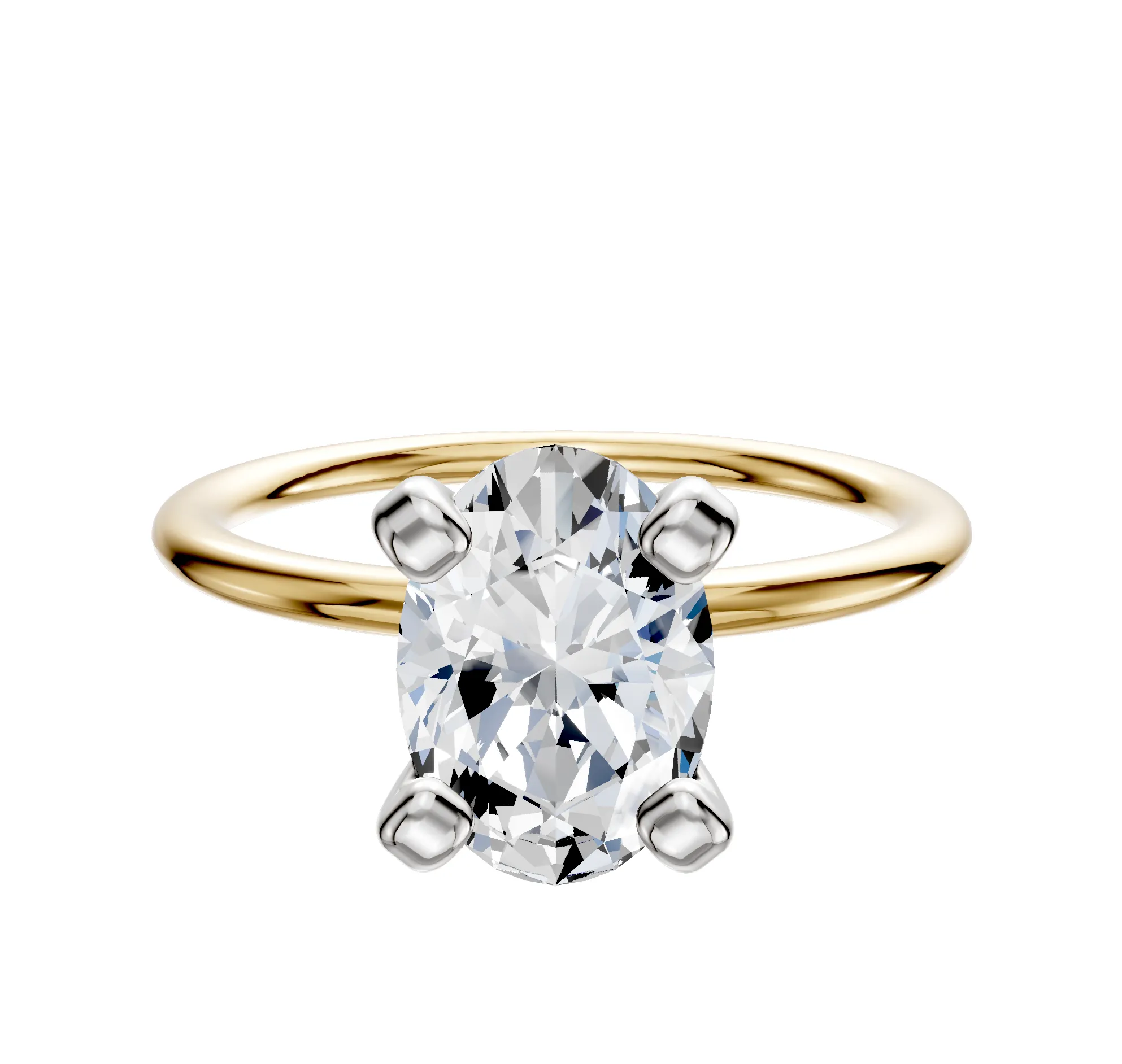 14K Two Tone 4 Prong Classic Dome 1.5mm Engagement Ring sold by Promise By Effy