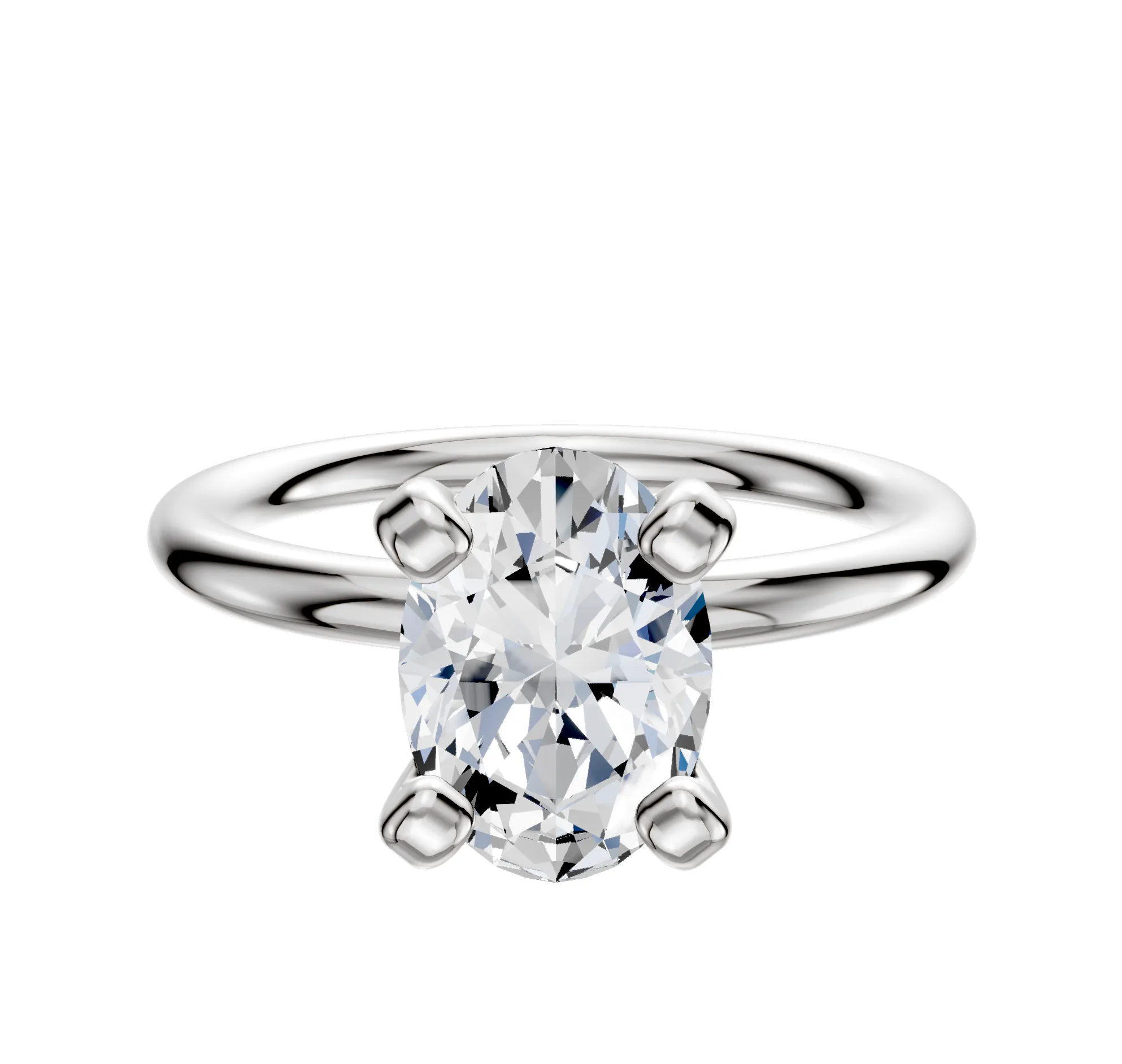 14K White Gold 4 Prong Classic Dome 2.0mm Engagement Ring sold by Promise By Effy