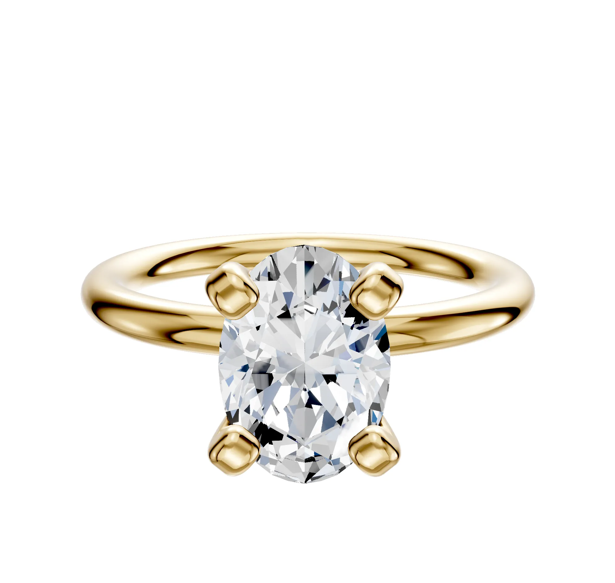 14K Yellow Gold 4 Prong Classic Dome 2.0mm Engagement Ring sold by Promise By Effy