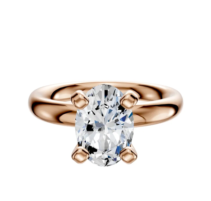 14K Rose Gold 4 Prong Classic Dome 3.0mm Engagement Ring sold by Promise By Effy
