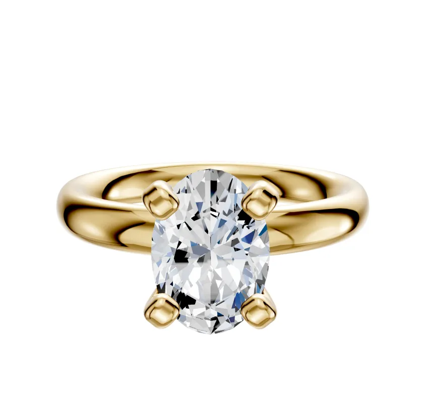 14K Yellow Gold 4 Prong Classic Dome 3.0mm Engagement Ring sold by Promise By Effy