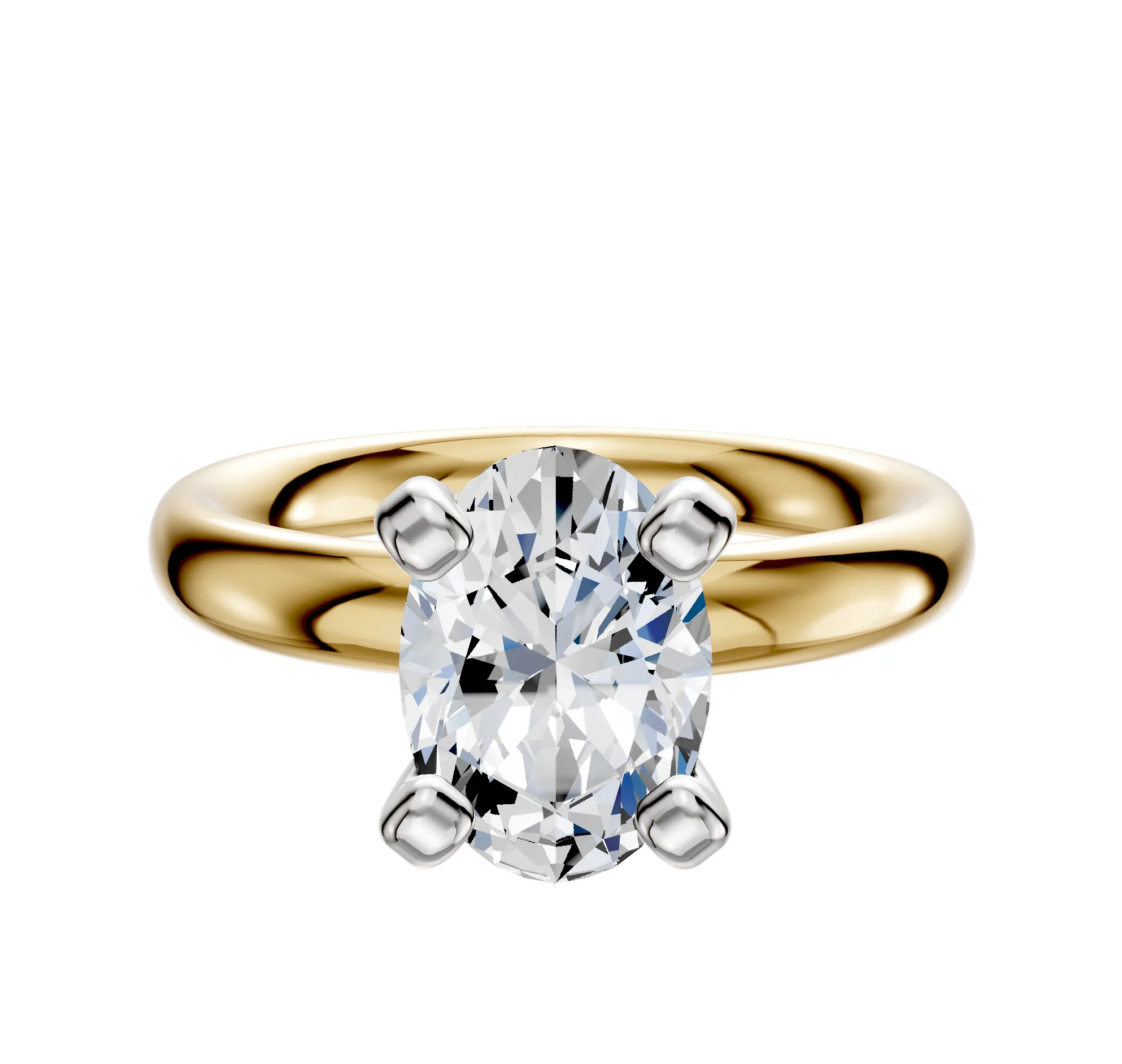 14K Two Tone 4 Prong Classic Dome 3.0mm Engagement Ring sold by Promise By Effy