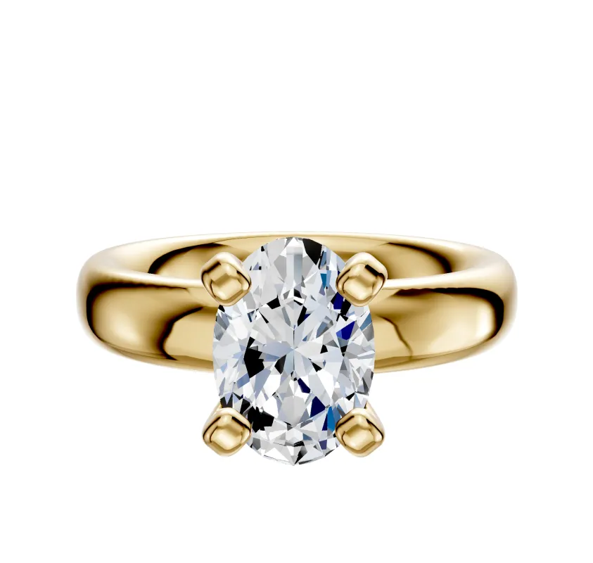 14K Yellow Gold 4 Prong Classic Dome 4.0mm Engagement Ring sold by Promise By Effy