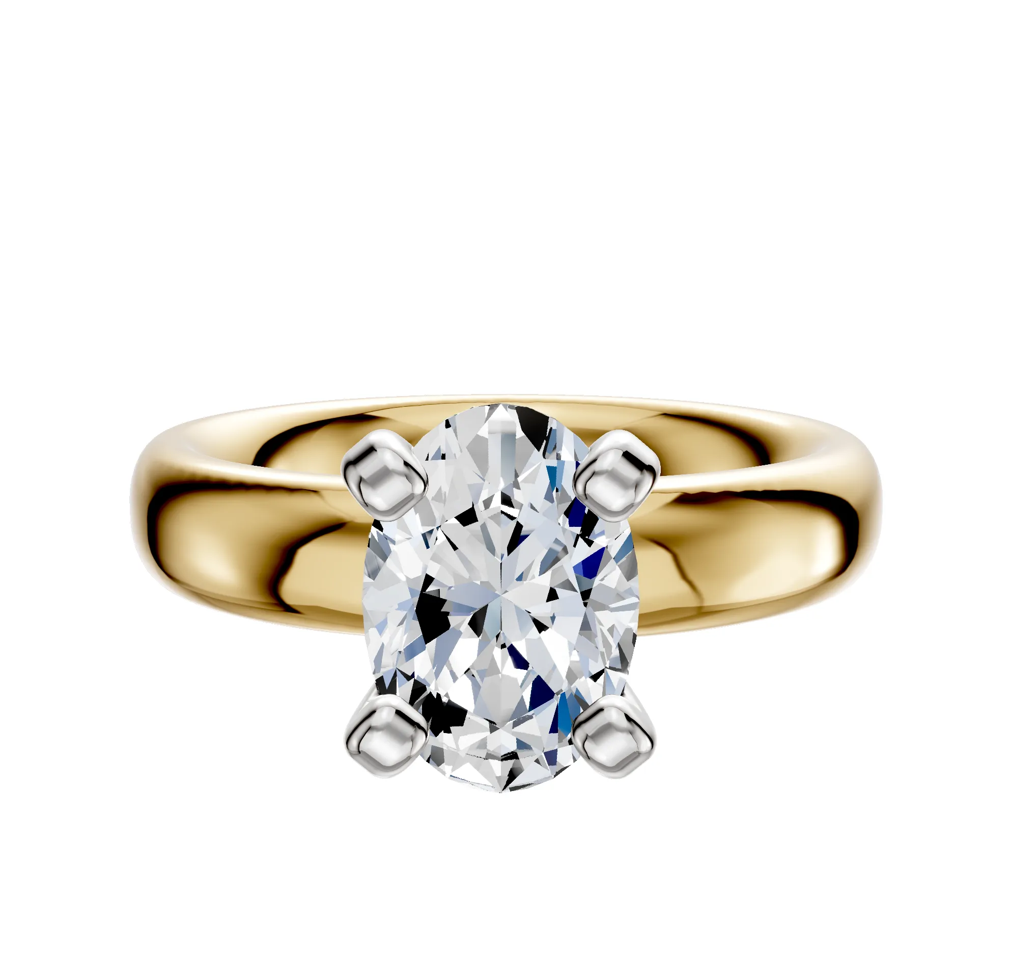 18K Two Tone 4 Prong Classic Dome 4.0mm Engagement Ring sold by Promise By Effy
