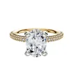 14K Two Tone 4 Prong Classic Dome 3-Row-Pave 2.0mm Engagement Ring sold by Promise By Effy