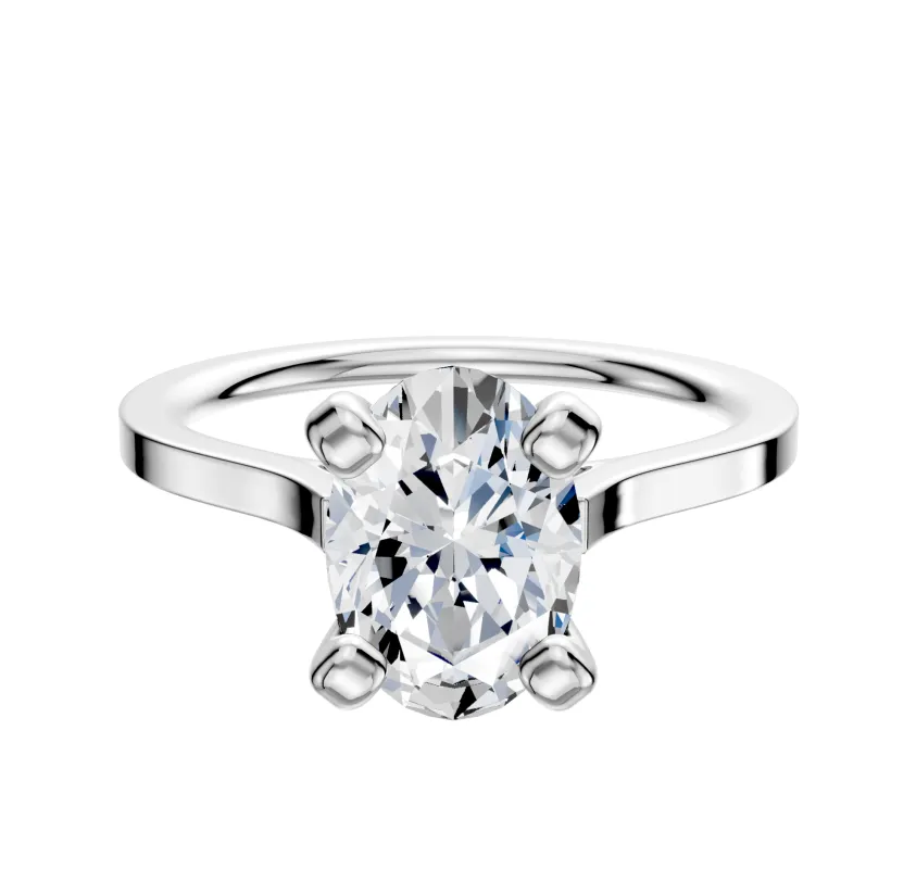 14K White Gold 4 Prong Cathedral Flat 1.5mm Engagement Ring sold by Promise By Effy