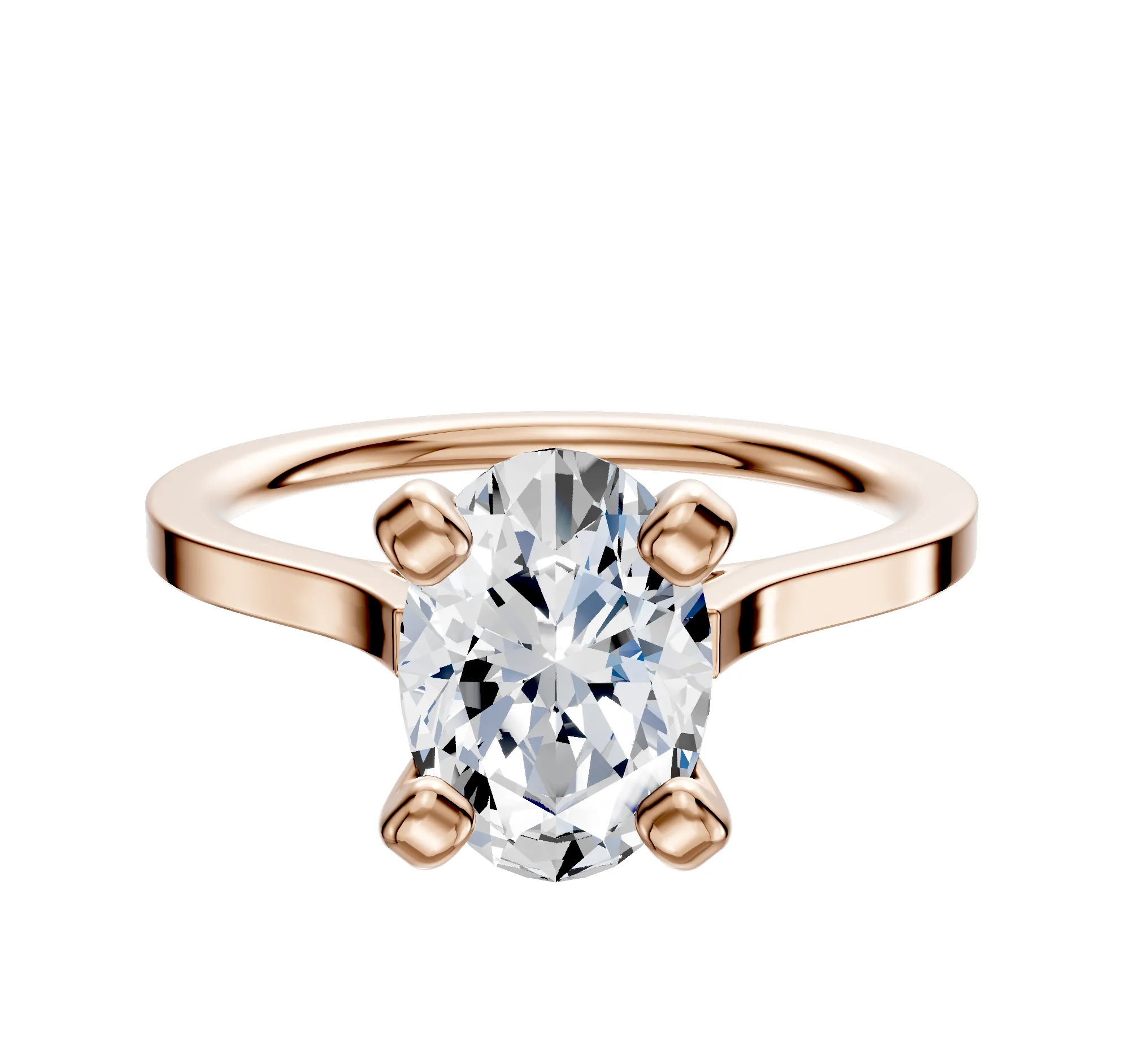 14K Rose Gold 4 Prong Cathedral Flat 1.5mm Engagement Ring sold by Promise By Effy