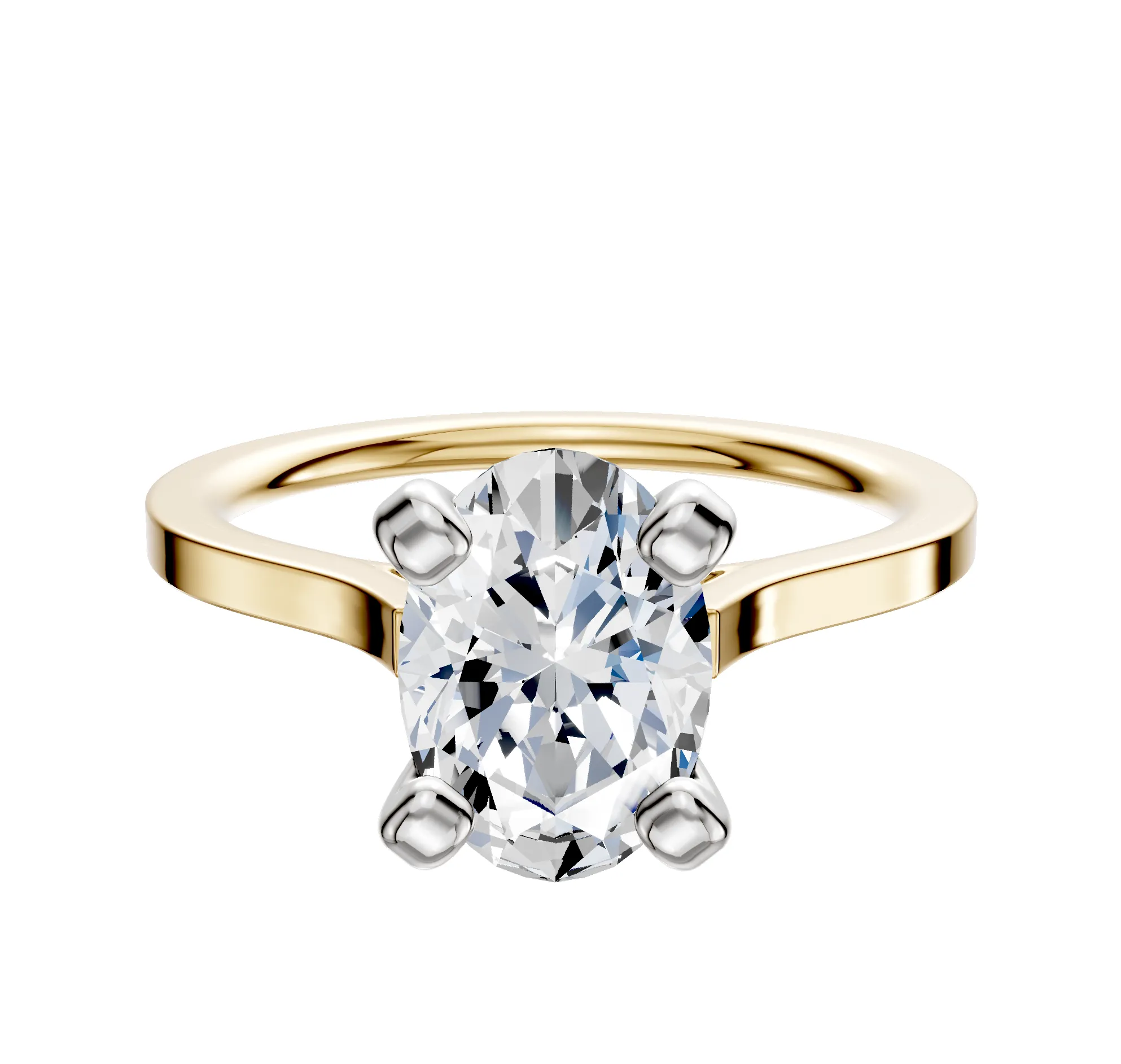 18K Two Tone 4 Prong Cathedral Flat 1.5mm Engagement Ring sold by Promise By Effy