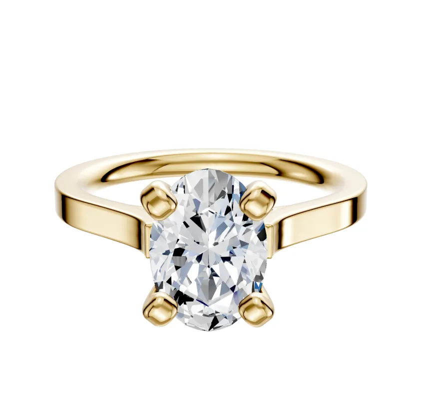 14K Yellow Gold 4 Prong Cathedral Flat 2.0mm Engagement Ring sold by Promise By Effy