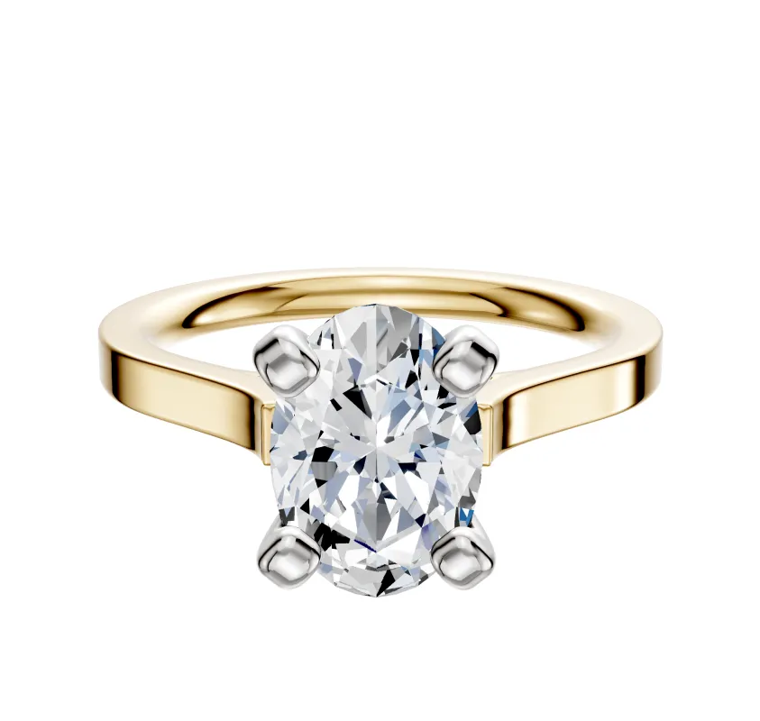 14K Two Tone 4 Prong Cathedral Flat 2.0mm Engagement Ring sold by Promise By Effy