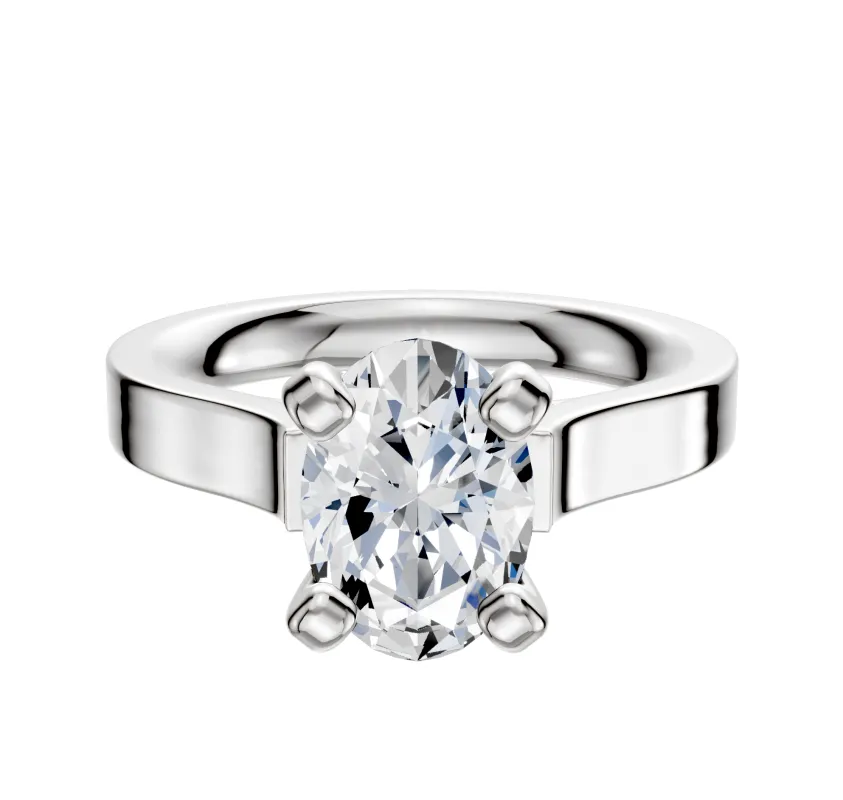 14K White Gold 4 Prong Cathedral Flat 3.0mm Engagement Ring sold by Promise By Effy