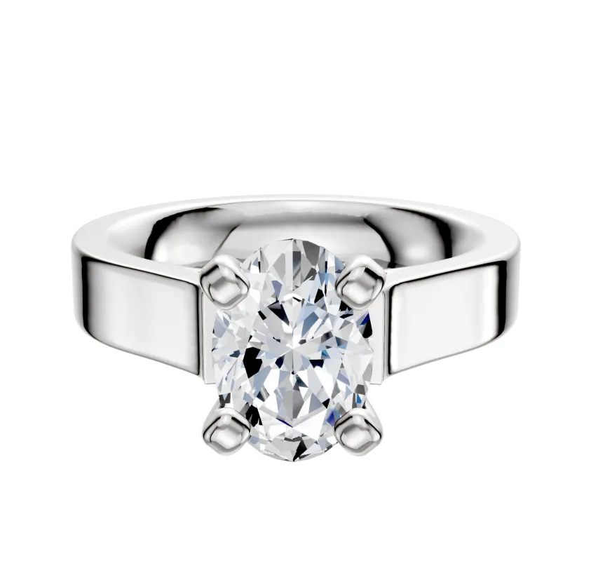 14K White Gold 4 Prong Cathedral Flat 4.0mm Engagement Ring sold by Promise By Effy