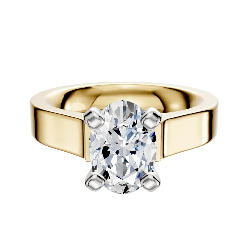 14K Two Tone 4 Prong Cathedral Flat 4.0mm Engagement Ring sold by Promise By Effy