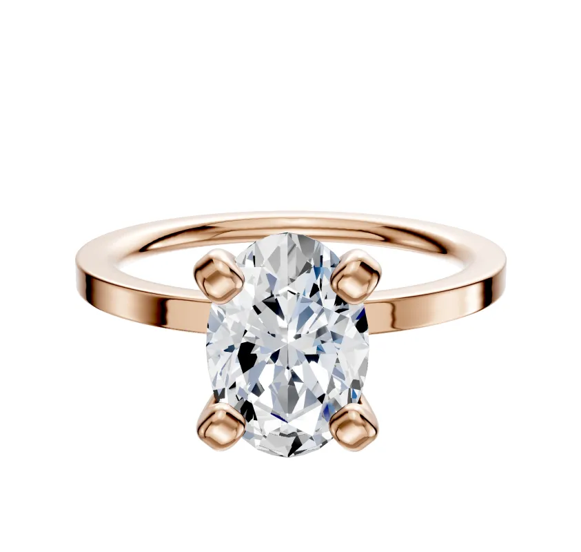 18K Rose Gold 4 Prong Classic Flat 1.5mm Engagement Ring sold by Promise By Effy