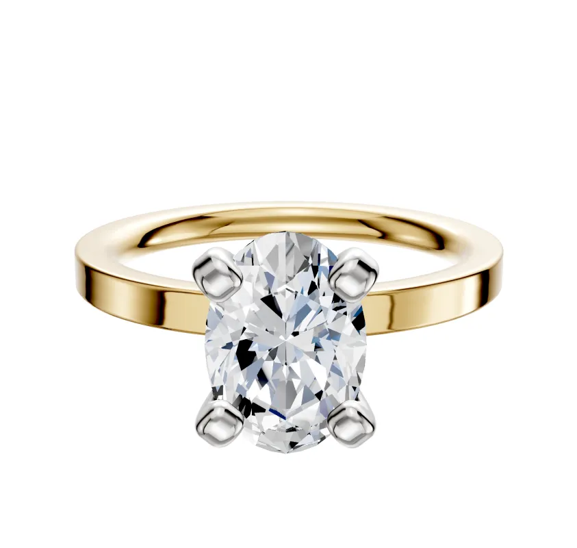 14K Two Tone 4 Prong Classic Flat 2.0mm Engagement Ring sold by Promise By Effy