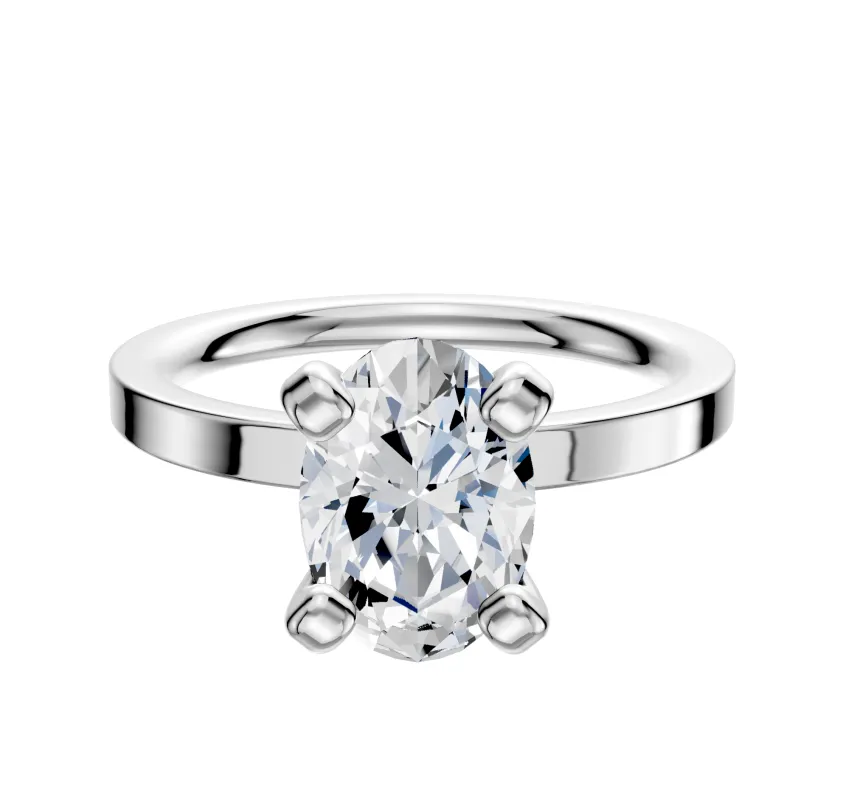 18K White Gold 4 Prong Classic Flat 2.0mm Engagement Ring sold by Promise By Effy