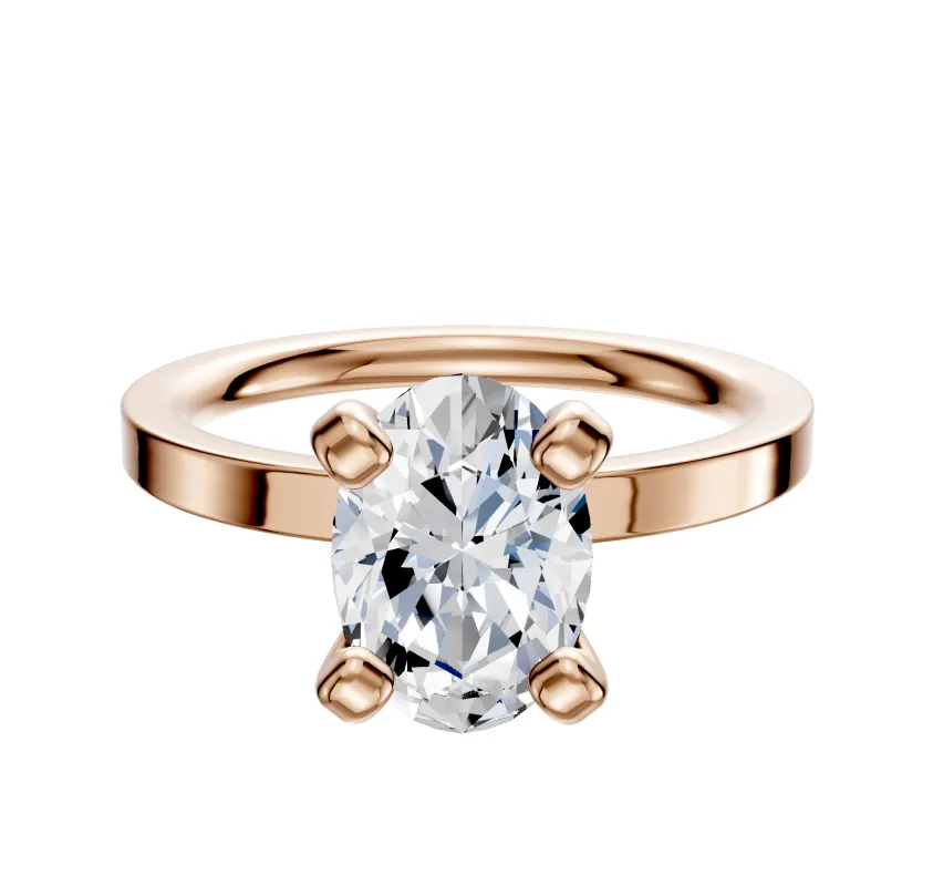 18K Rose Gold 4 Prong Classic Flat 2.0mm Engagement Ring sold by Promise By Effy