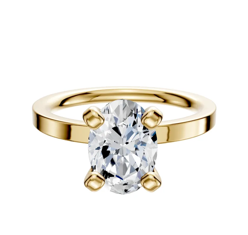 18K Yellow Gold 4 Prong Classic Flat 2.0mm Engagement Ring sold by Promise By Effy