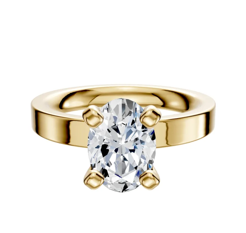 14K Yellow Gold 4 Prong Classic Flat 3.0mm Engagement Ring sold by Promise By Effy