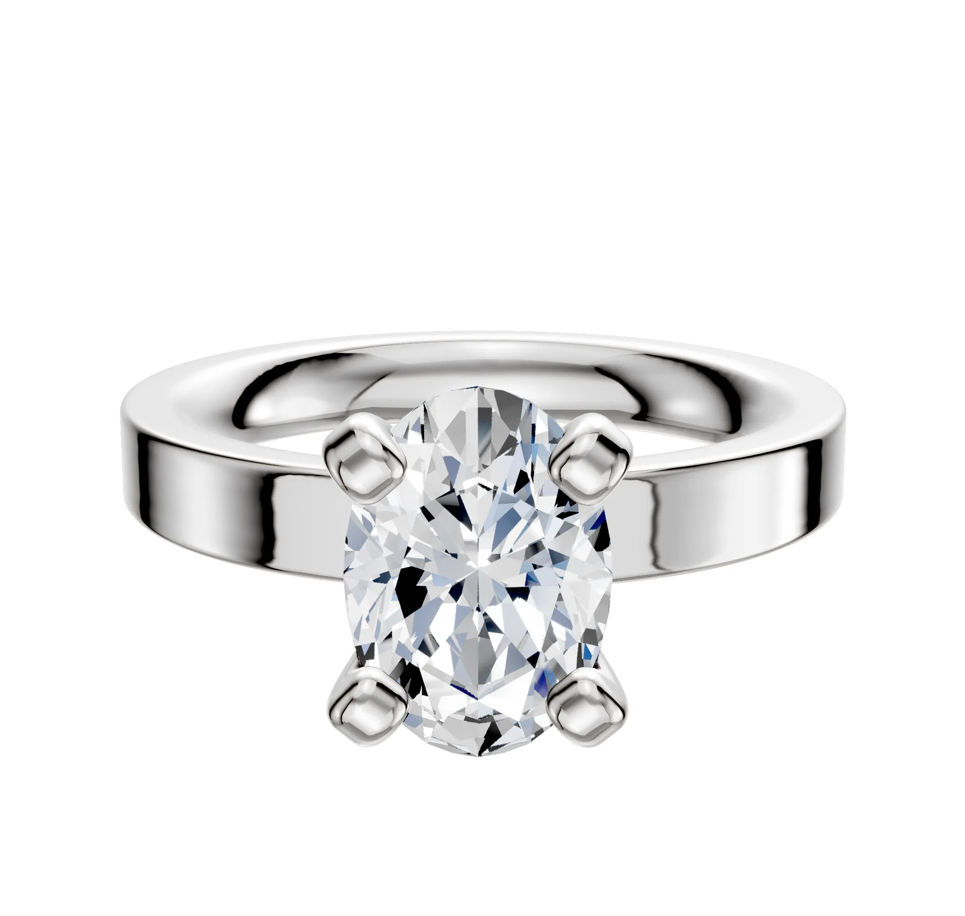 14K White Gold 4 Prong Classic Flat 3.0mm Engagement Ring sold by Promise By Effy