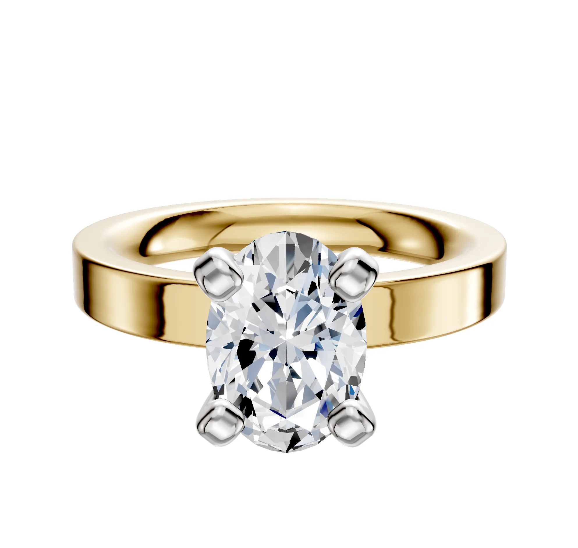 14K Two Tone 4 Prong Classic Flat 3.0mm Engagement Ring sold by Promise By Effy
