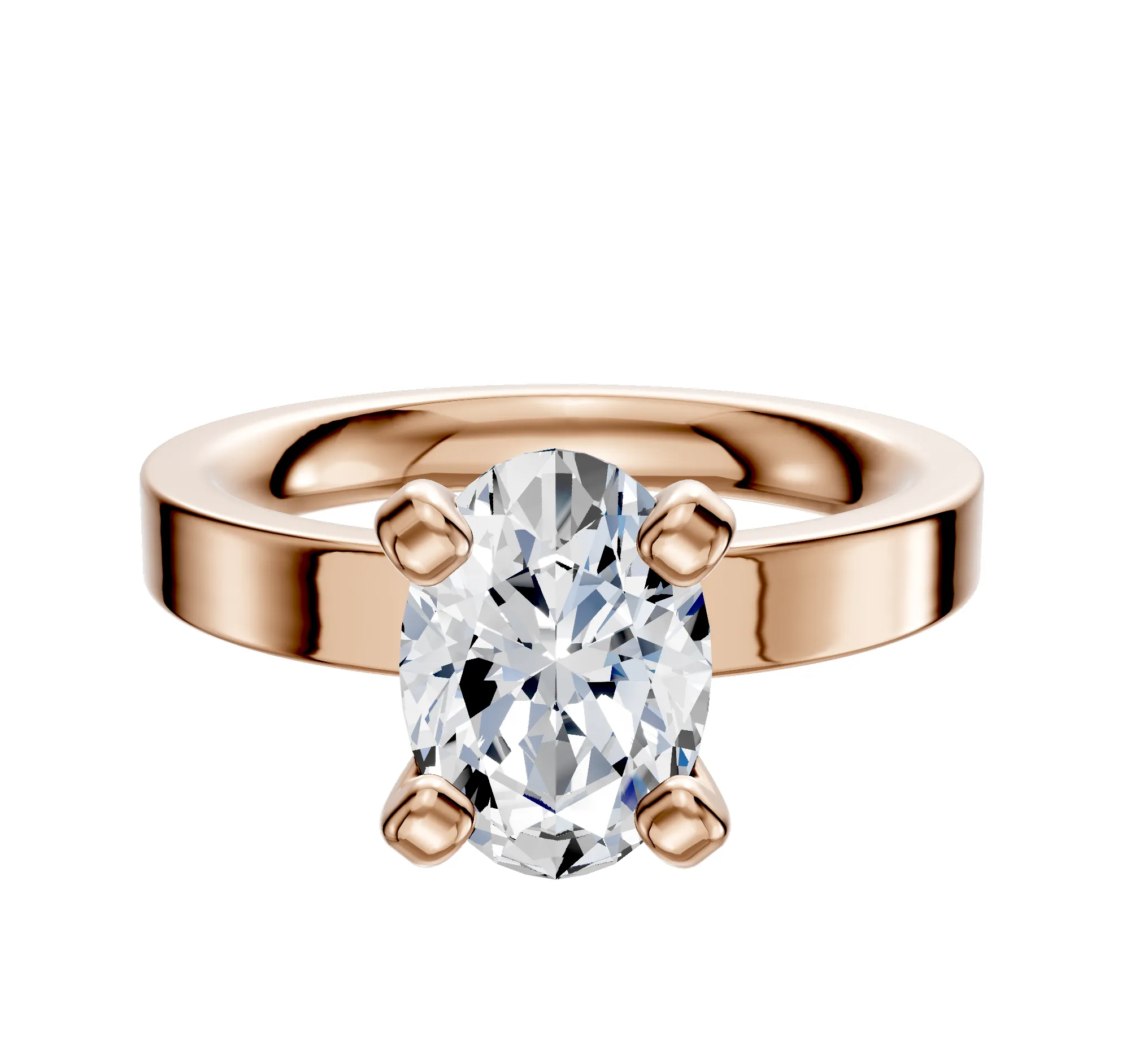 18K Rose Gold 4 Prong Classic Flat 3.0mm Engagement Ring sold by Promise By Effy