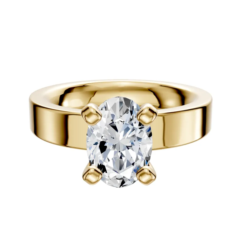 18K Yellow Gold 4 Prong Classic Flat 4.0mm Engagement Ring sold by Promise By Effy