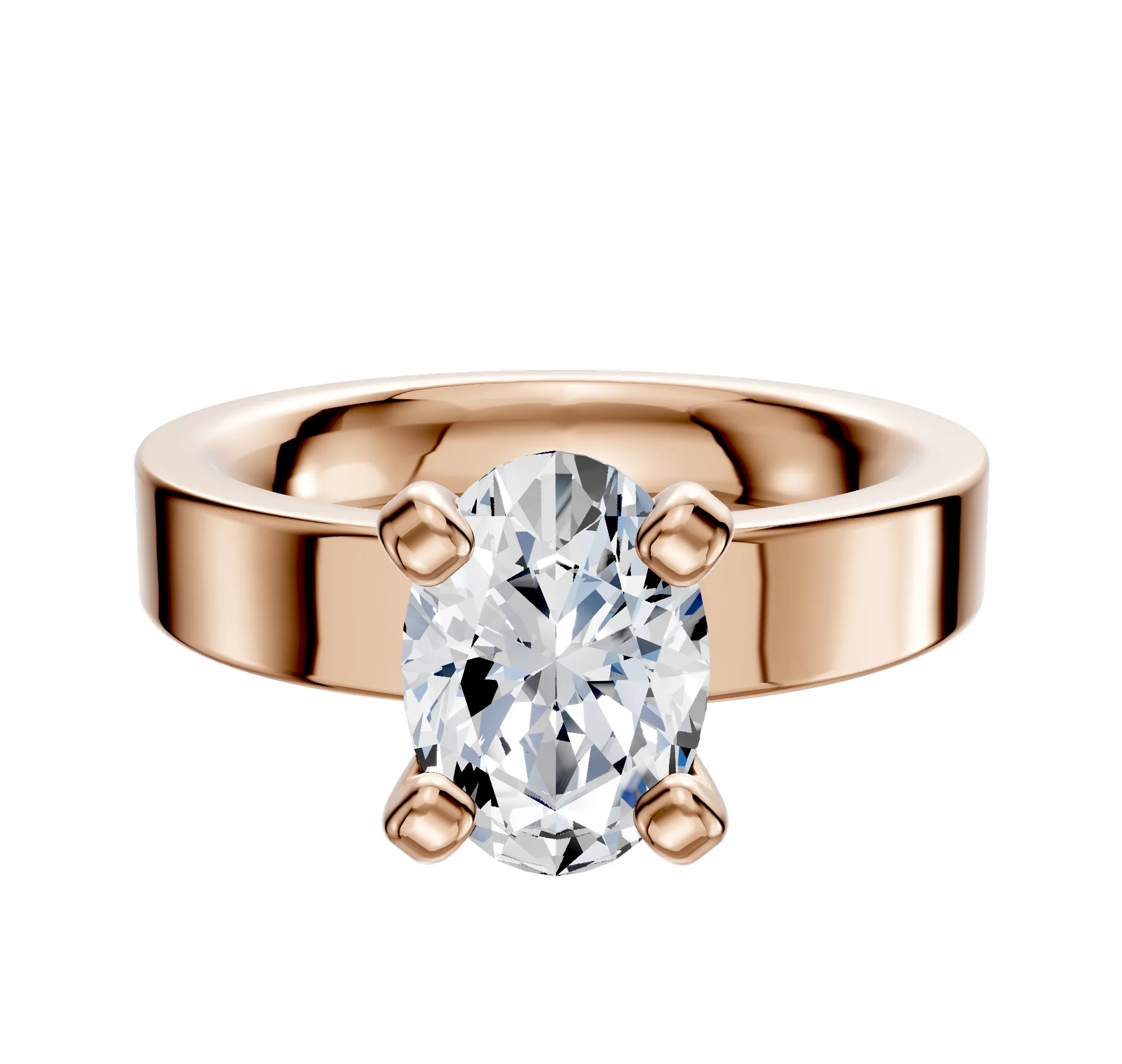 18K Rose Gold 4 Prong Classic Flat 4.0mm Engagement Ring sold by Promise By Effy