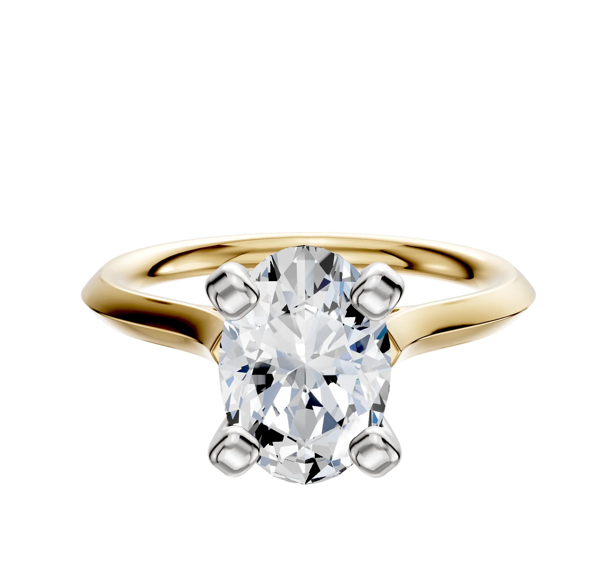 18K Two Tone 4 Prong Cathedral Knife Edge 2.0mm Engagement Ring sold by Promise By Effy