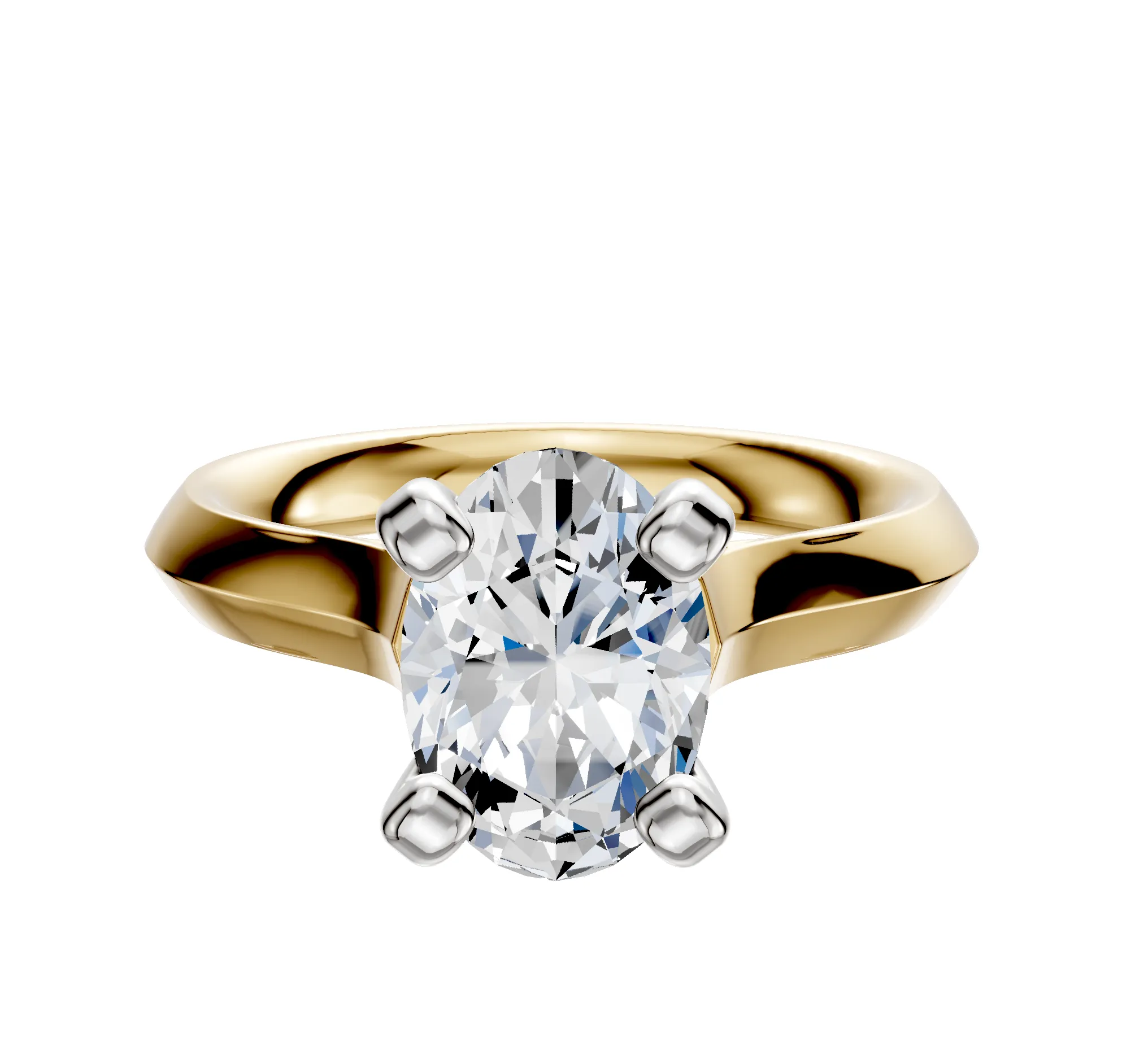 14K Two Tone 4 Prong Cathedral Knife Edge 3.0mm Engagement Ring sold by Promise By Effy
