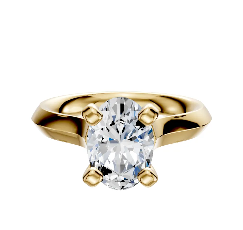 18K Yellow Gold 4 Prong Cathedral Knife Edge 3.0mm Engagement Ring sold by Promise By Effy
