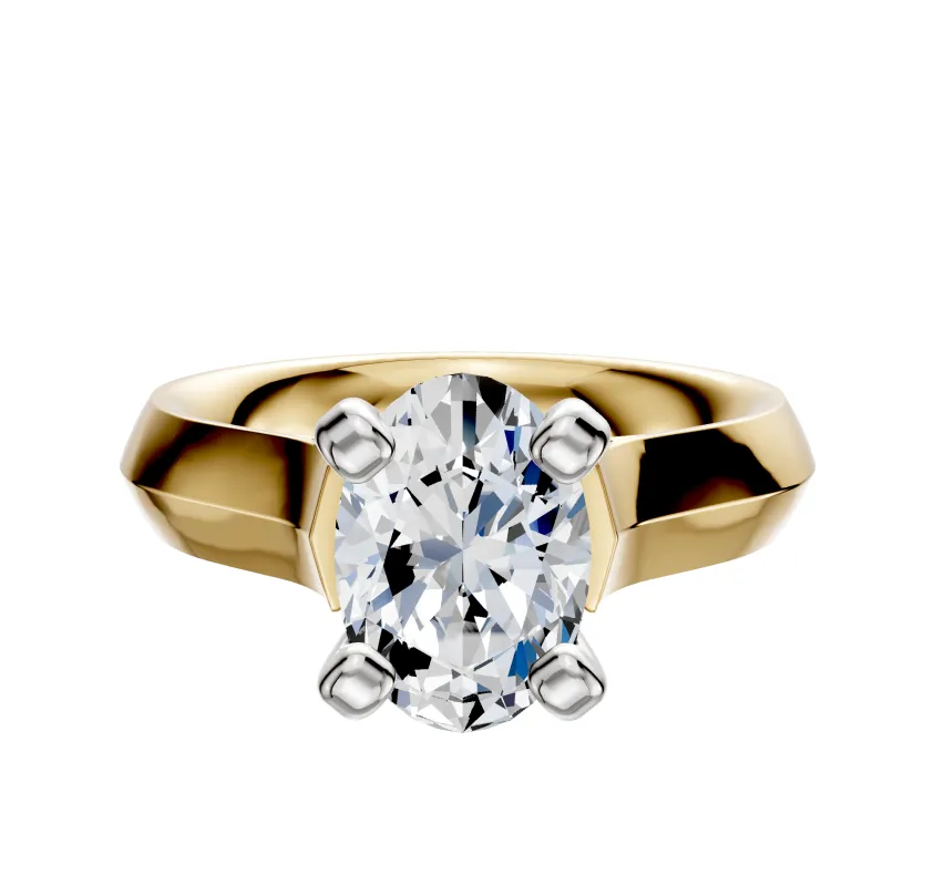 14K Two Tone 4 Prong Cathedral Knife Edge 4.0mm Engagement Ring sold by Promise By Effy