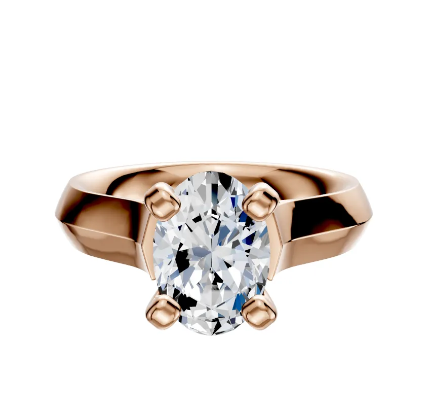 18K Rose Gold 4 Prong Cathedral Knife Edge 4.0mm Engagement Ring sold by Promise By Effy