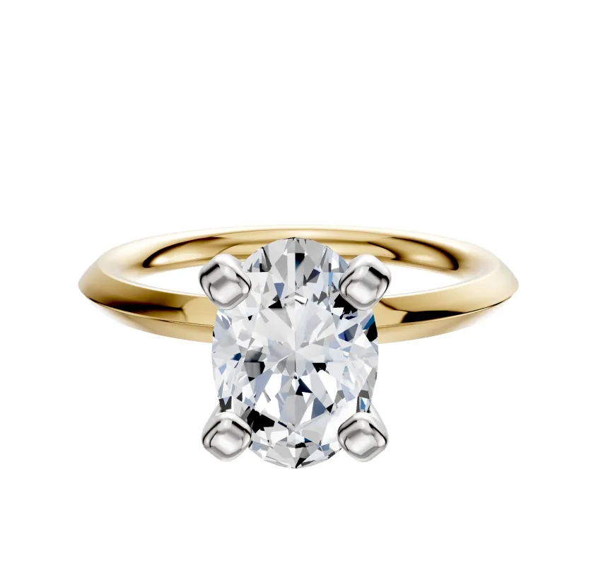 18K Two Tone 4 Prong Classic Knife Edge 2.0mm Engagement Ring sold by Promise By Effy