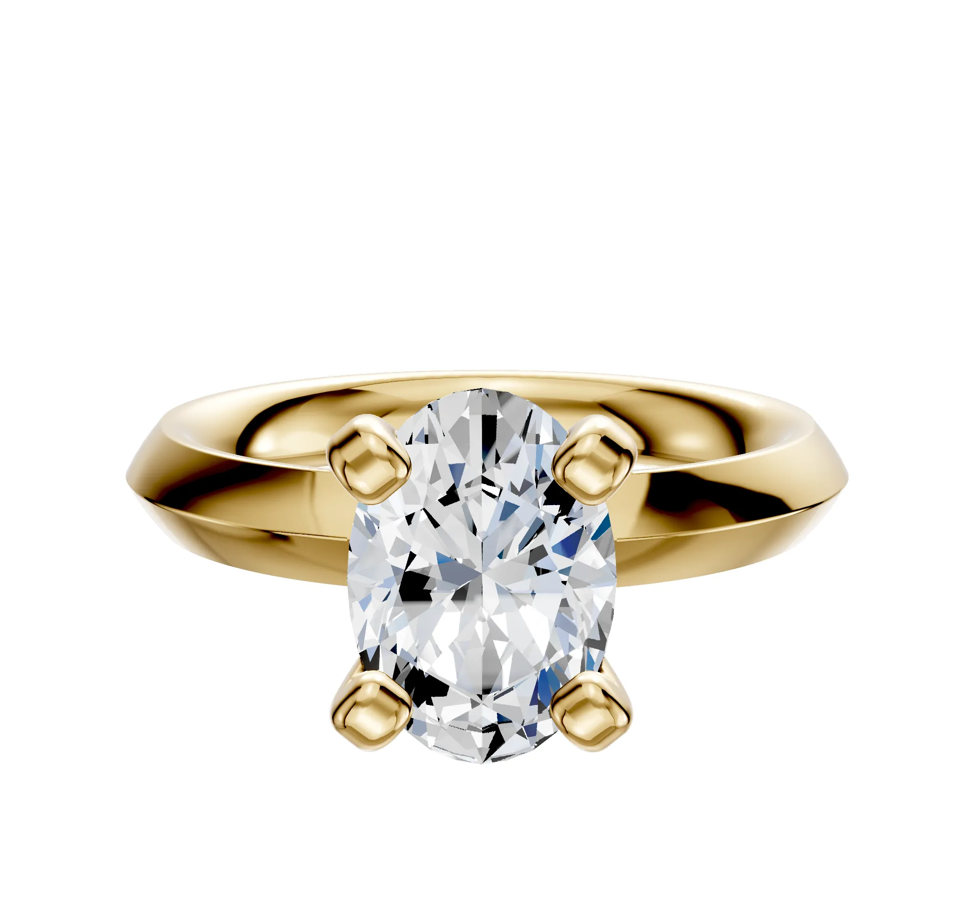18K Yellow Gold 4 Prong Classic Knife Edge 3.0mm Engagement Ring sold by Promise By Effy