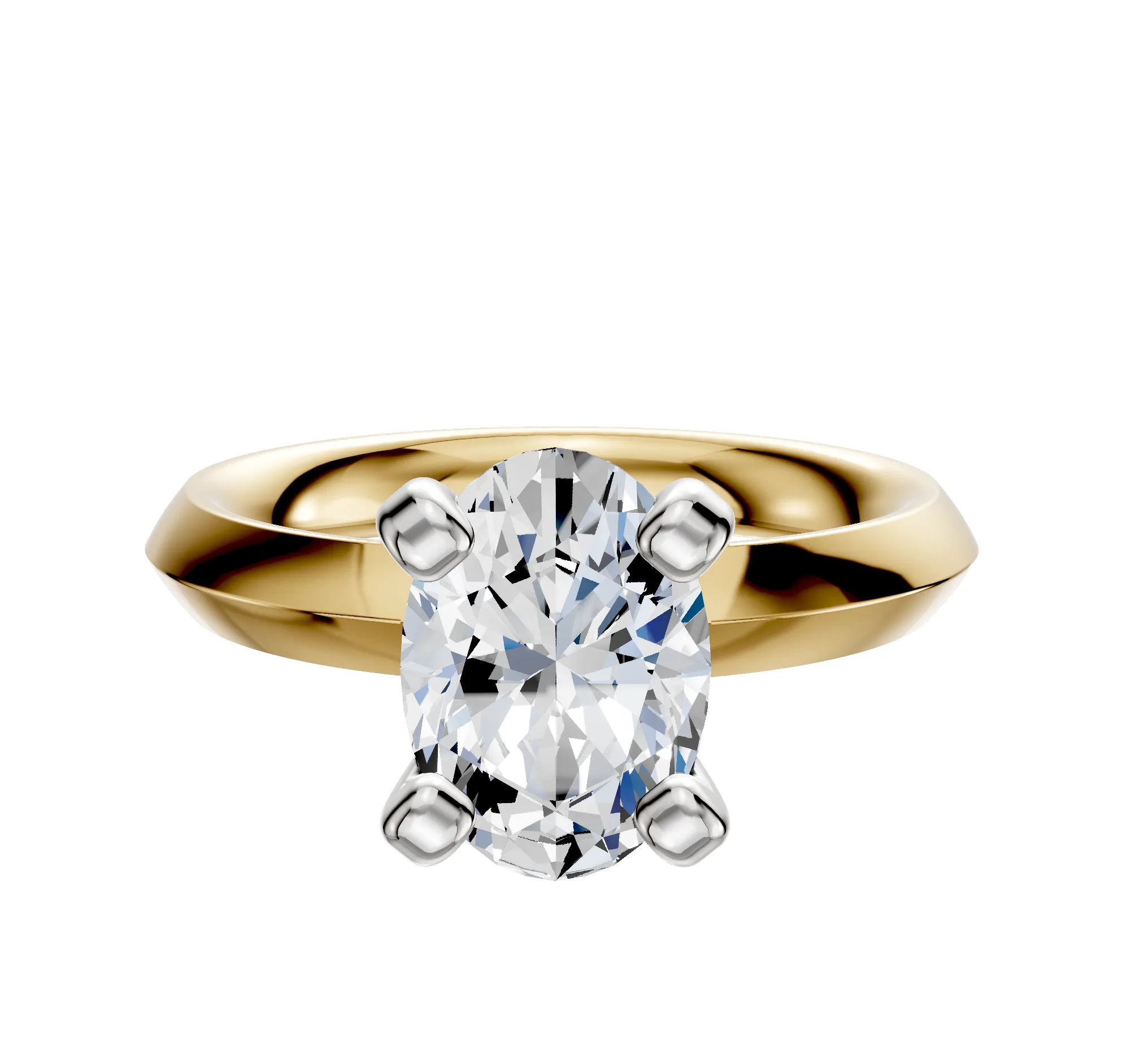 18K Two Tone 4 Prong Classic Knife Edge 3.0mm Engagement Ring sold by Promise By Effy