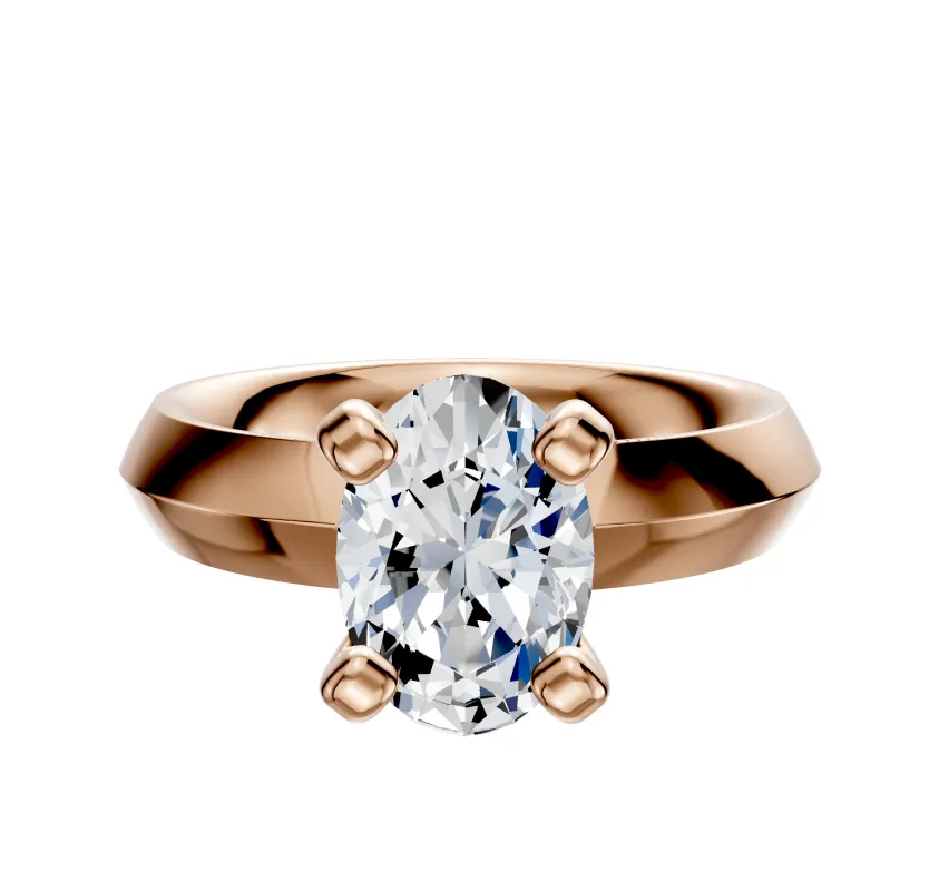 14K Rose Gold 4 Prong Classic Knife Edge 4.0mm Engagement Ring sold by Promise By Effy