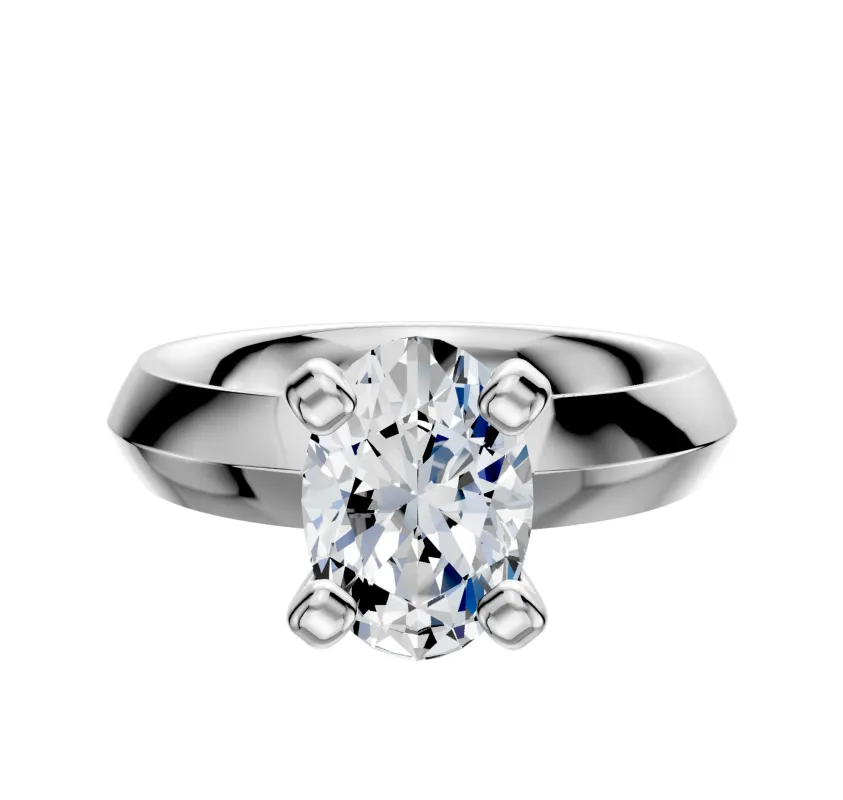 18K White Gold 4 Prong Classic Knife Edge 4.0mm Engagement Ring sold by Promise By Effy