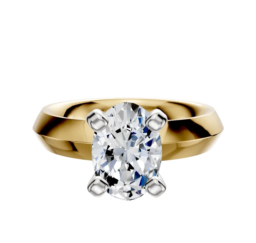 14K Two Tone 4 Prong Classic Knife Edge 4.0mm Engagement Ring sold by Promise By Effy