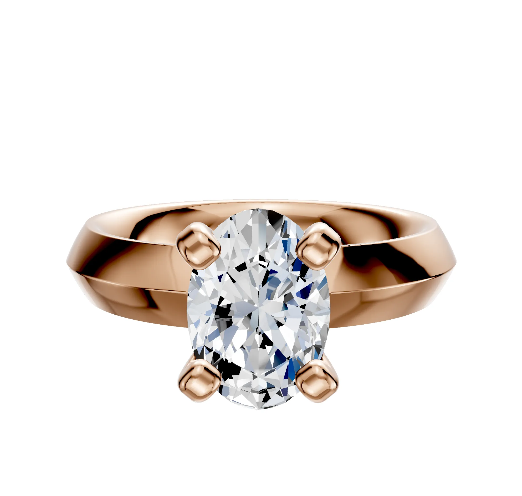 18K Rose Gold 4 Prong Classic Knife Edge 4.0mm Engagement Ring sold by Promise By Effy