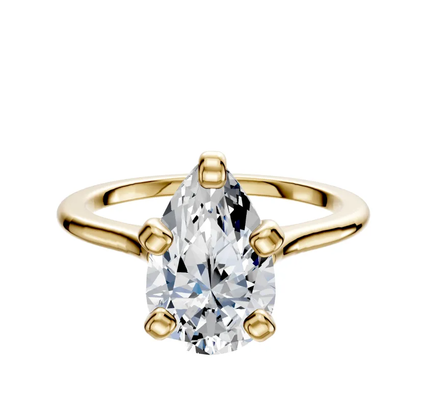 14K Yellow Gold 4 Prong Cathedral Dome 1.5mm Engagement Ring sold by Promise By Effy