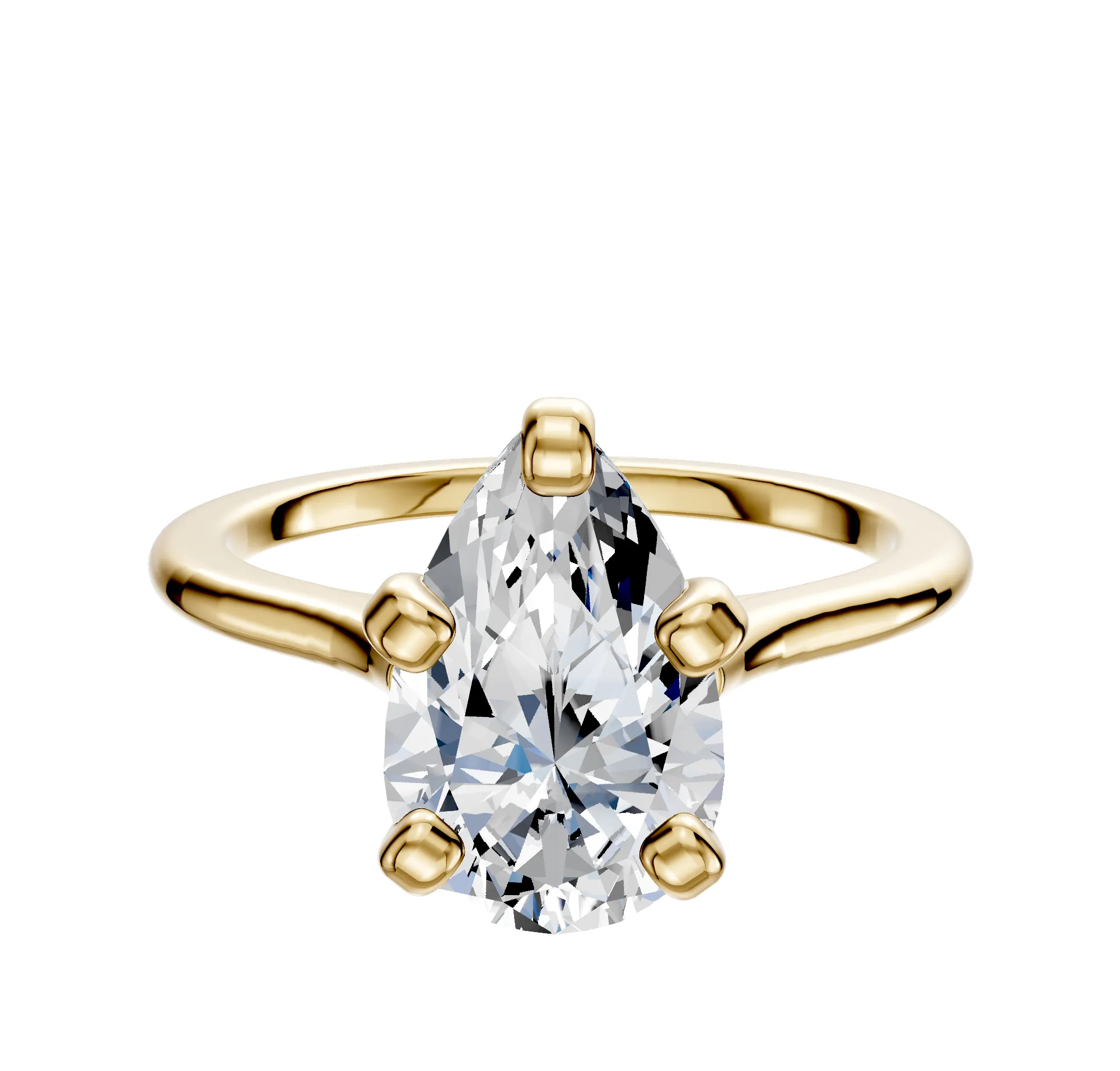 14K Yellow Gold 4 Prong Cathedral Dome 1.5mm Engagement Ring sold by Promise By Effy
