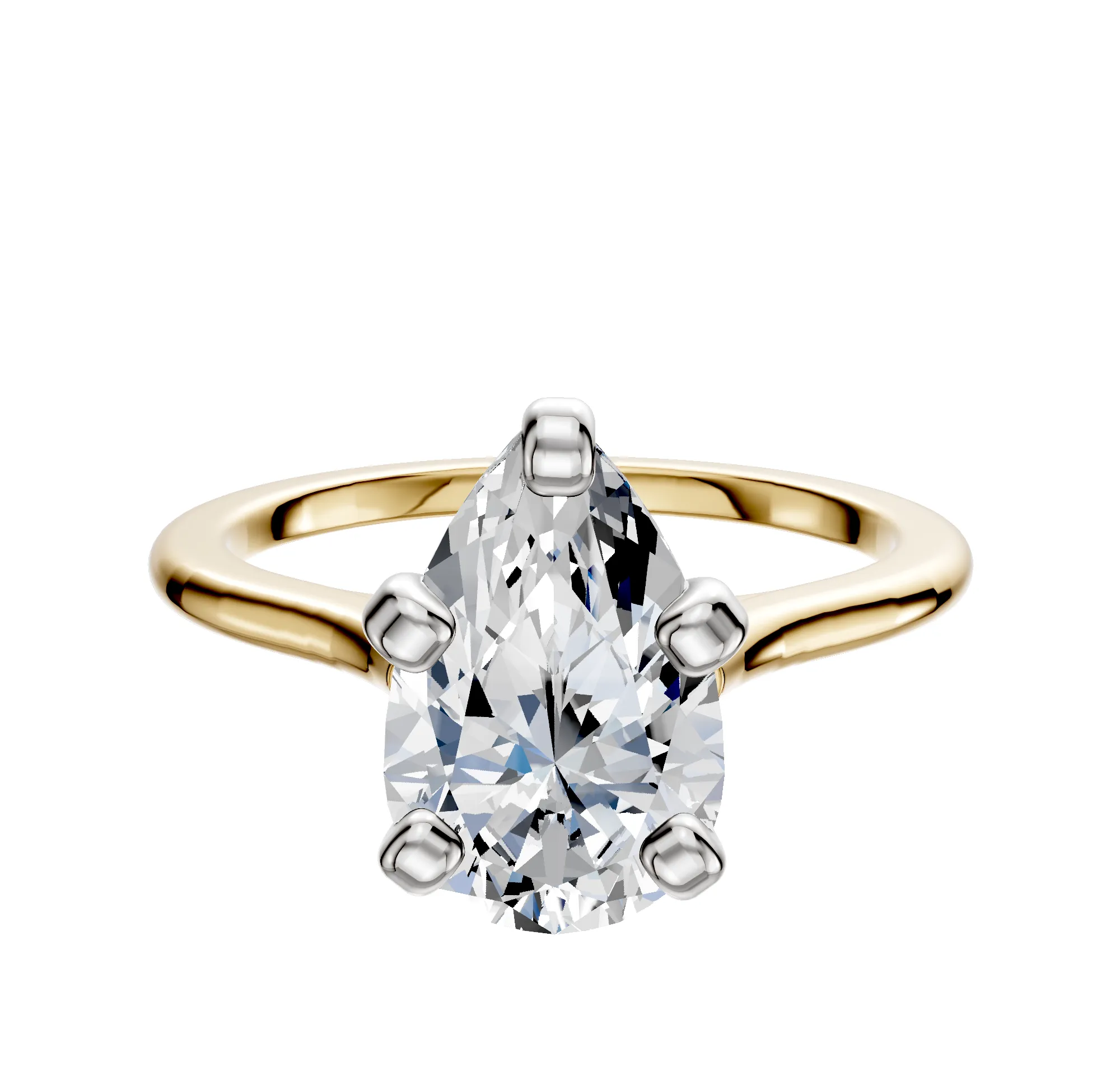 14K Two Tone 4 Prong Cathedral Dome 1.5mm Engagement Ring sold by Promise By Effy
