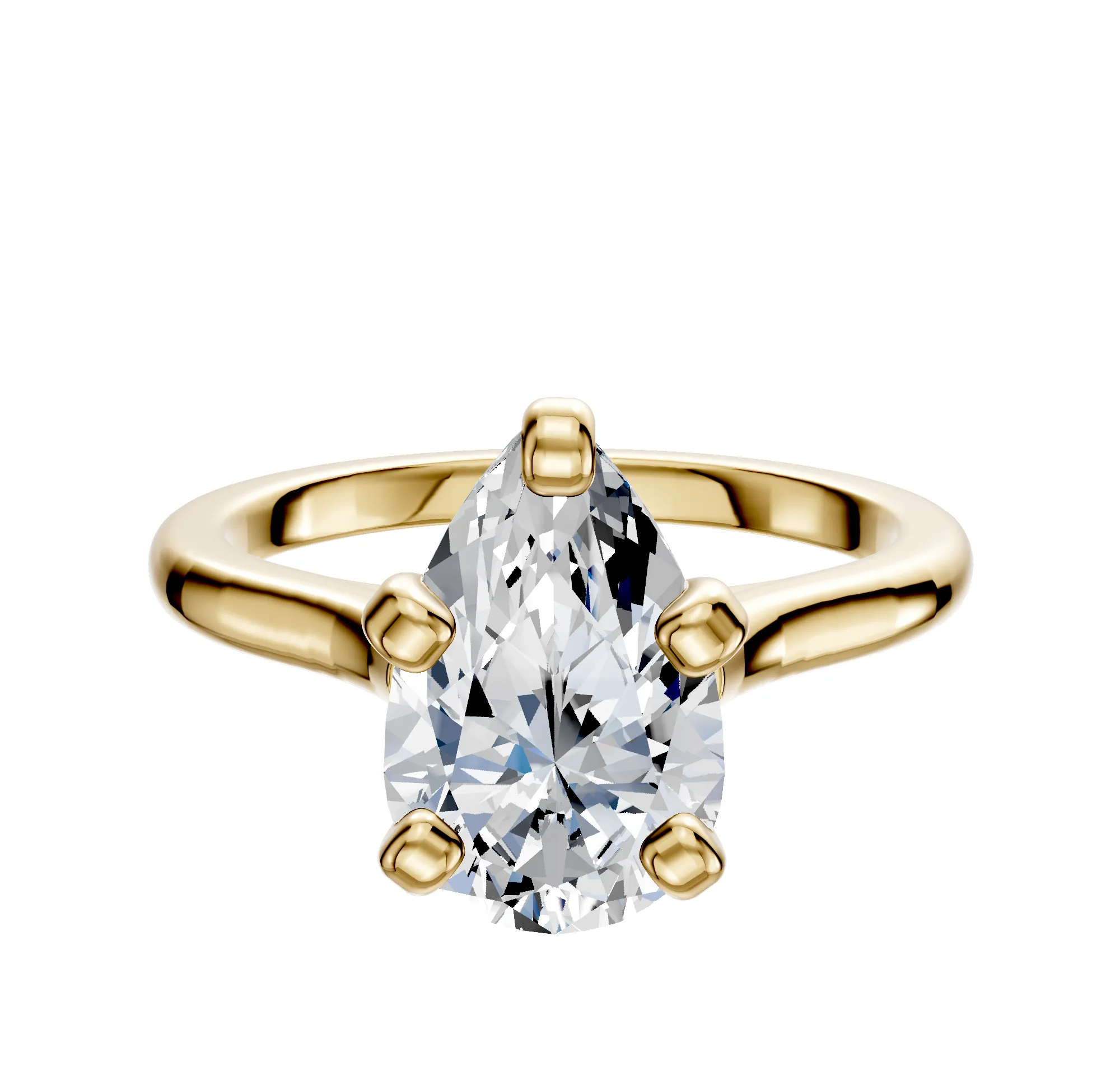 14K Yellow Gold 4 Prong Cathedral Dome 2.0mm Engagement Ring sold by Promise By Effy