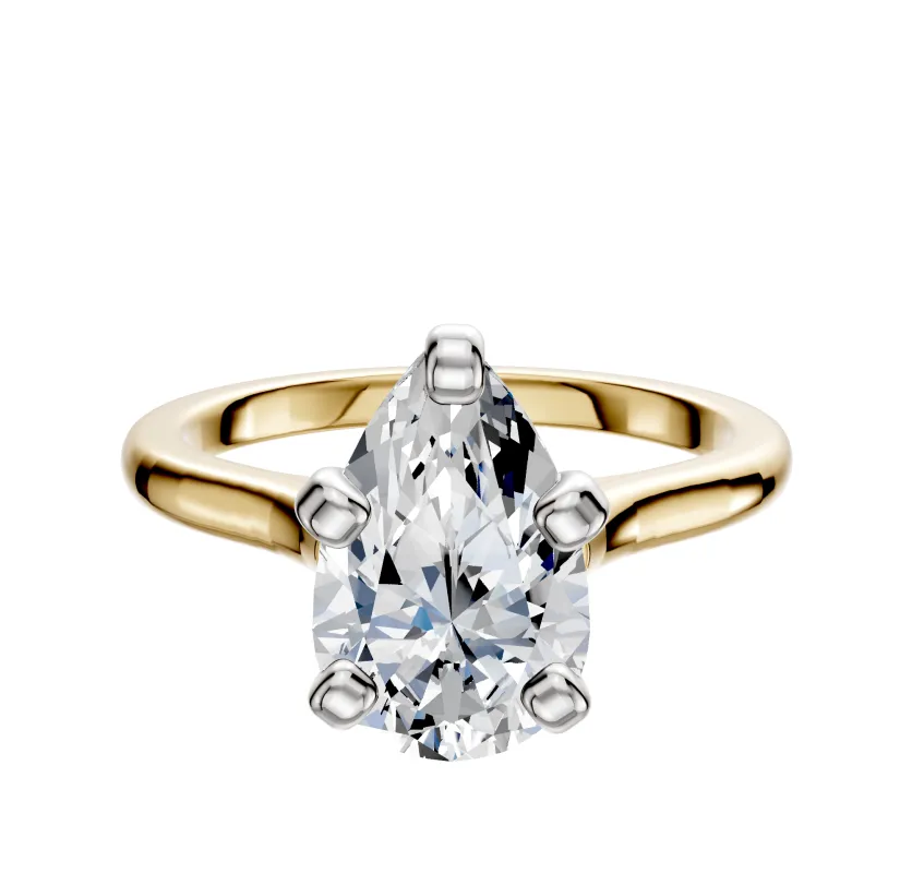 18K Two Tone 4 Prong Cathedral Dome 2.0mm Engagement Ring sold by Promise By Effy