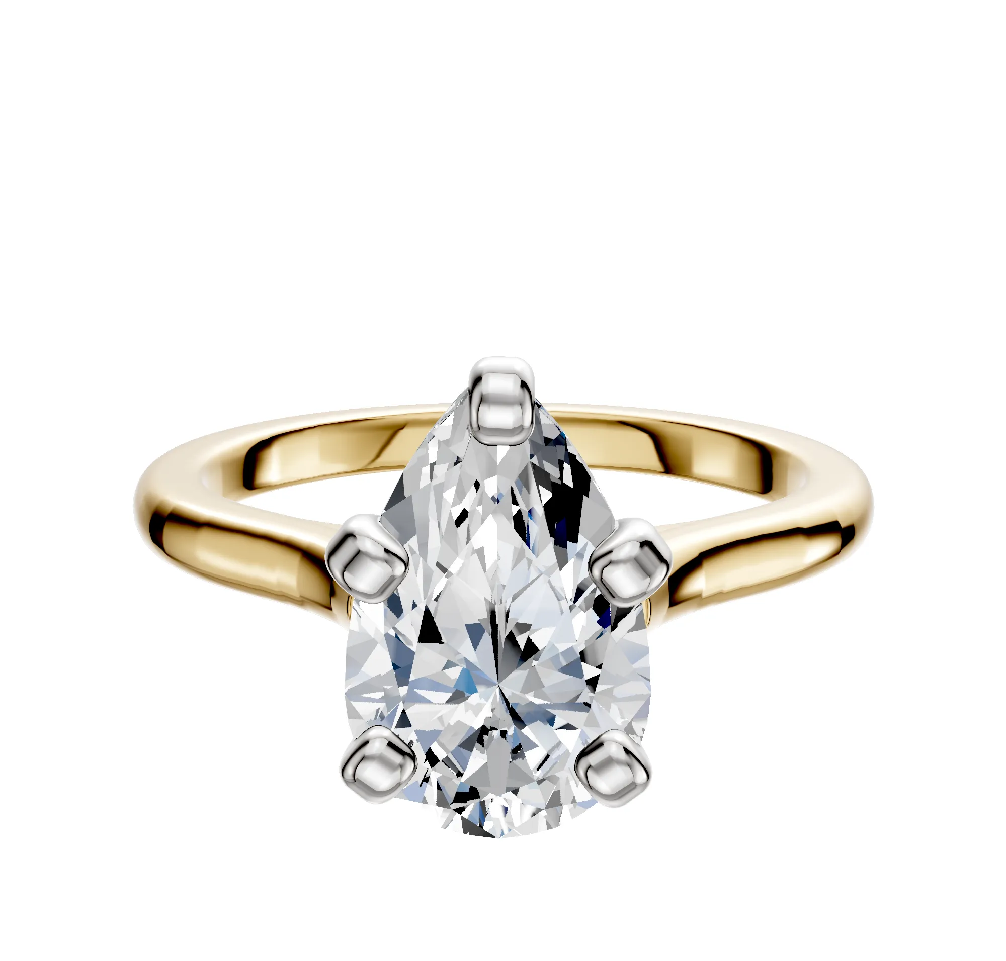 18K Two Tone 4 Prong Cathedral Dome 2.0mm Engagement Ring sold by Promise By Effy