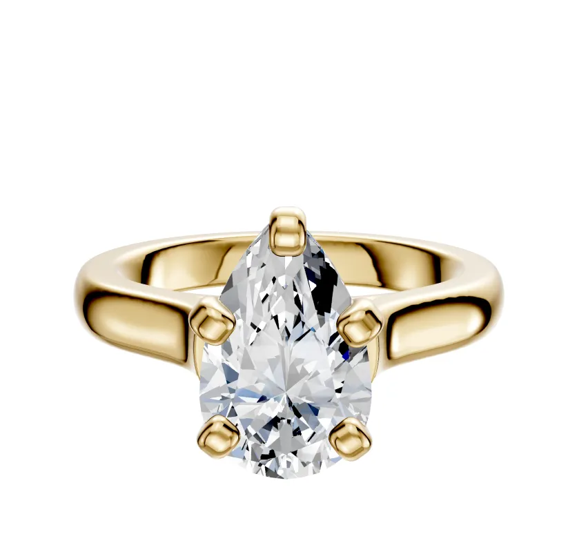 14K Yellow Gold 4 Prong Cathedral Dome 3.0mm Engagement Ring sold by Promise By Effy