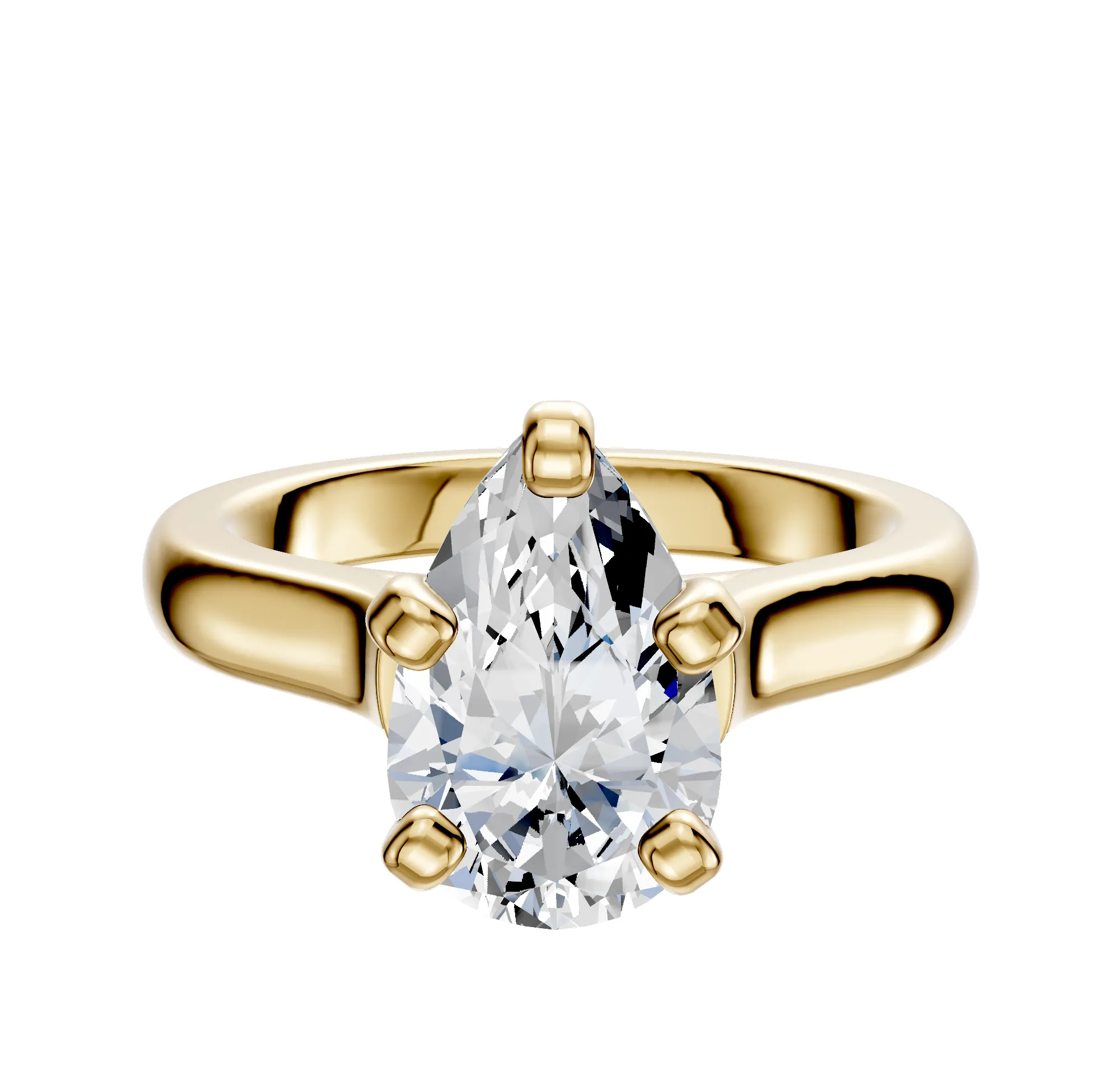 18K Yellow Gold 4 Prong Cathedral Dome 3.0mm Engagement Ring sold by Promise By Effy