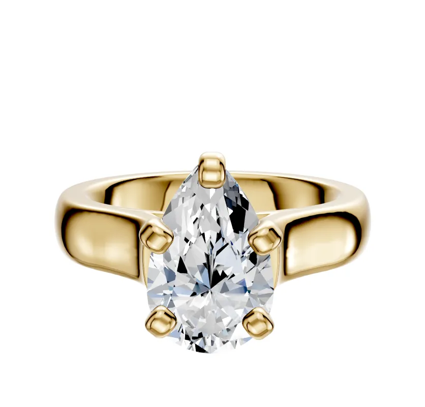 14K Yellow Gold 4 Prong Cathedral Dome 4.0mm Engagement Ring sold by Promise By Effy